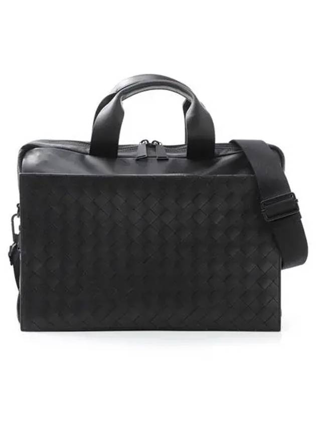 Bottega Veneta Men's Intrecciato Ultra Light Leather Brief Case Black