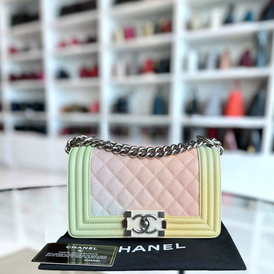 Chanel Boy Small - Caviar 20CM Quilted Raibow Limited Edition Series 25