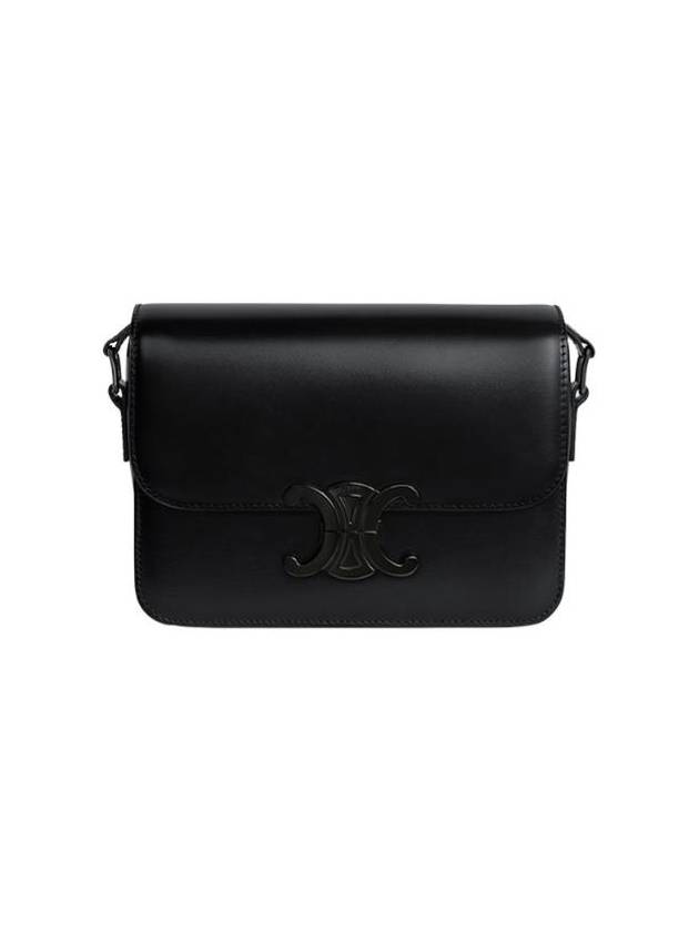 CELINE Teen Triomphe Shiny Calfskin Shoulder Bag Black