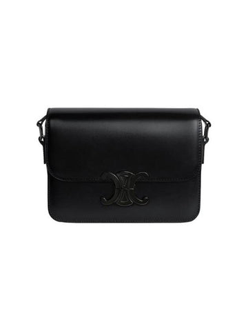 CELINE Teen Triomphe Shiny Calfskin Shoulder Bag Black