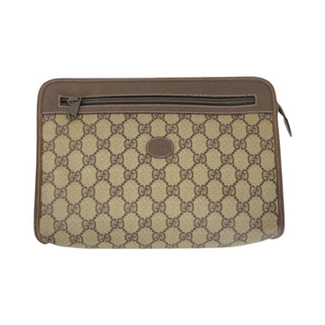Gucci Brown Beige PVC Leather Clutch Bag