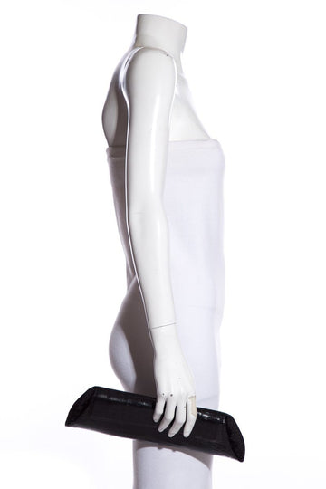 Nancy Gonzalez Black Crocodile Envelope Clutch