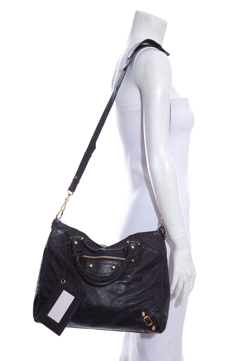 Balenciaga Black Leather City Handbag