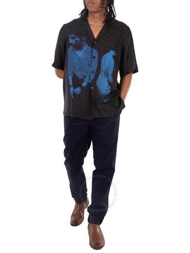 Burberry Burberry Mod-Print Silk Robias Shirt, Size XX-Large