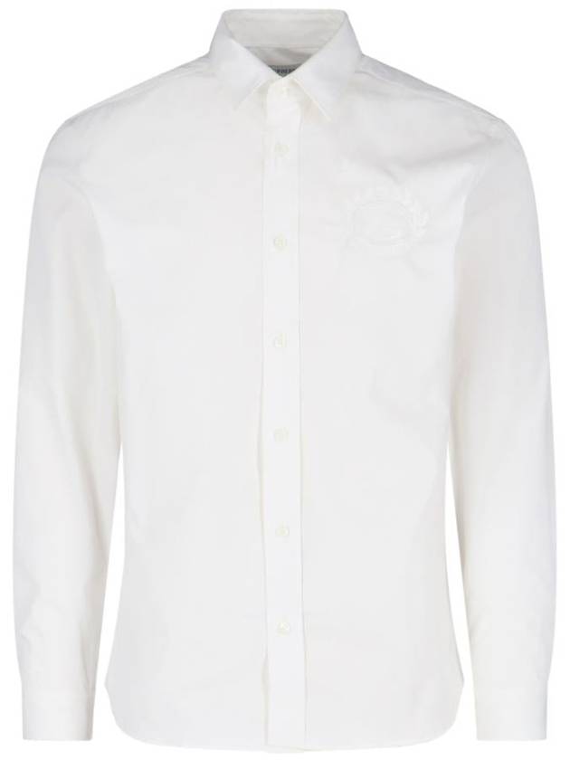 Burberry EKD Embroidered Cotton Long Sleeve Shirt White