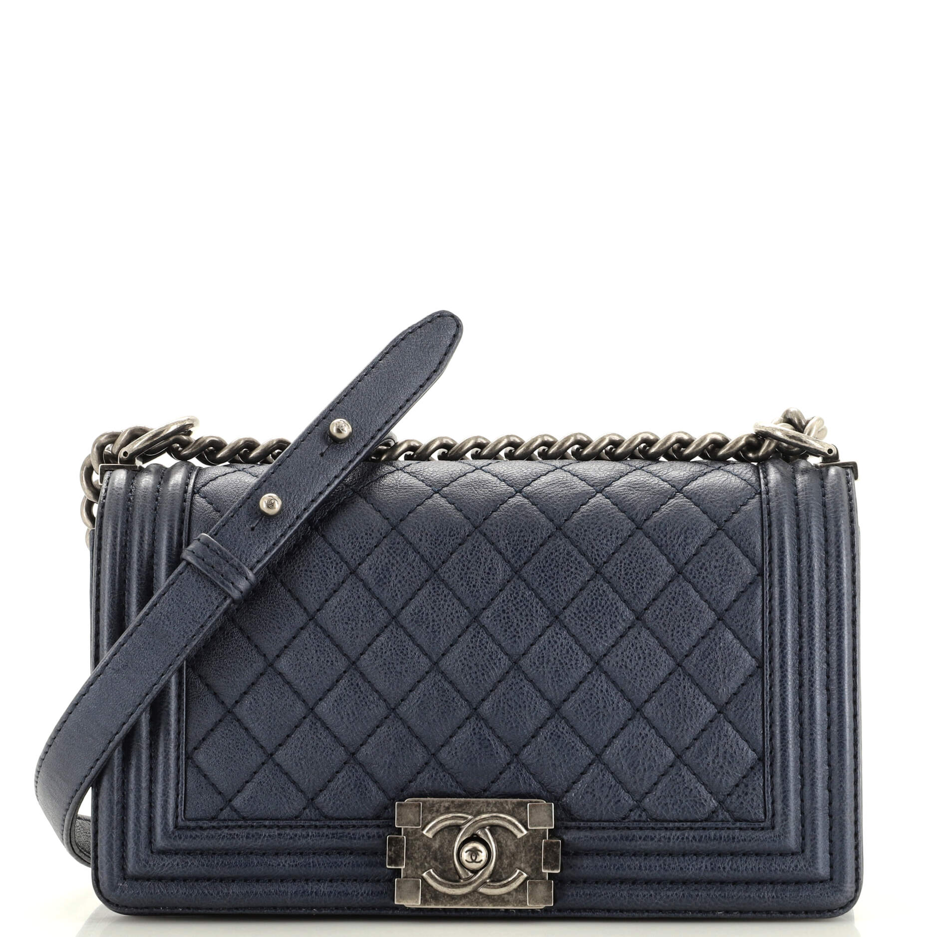 CHANEL Boy Flap Bag Quilted Caviar Old Medium