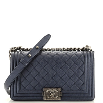 CHANEL Boy Flap Bag Quilted Caviar Old Medium