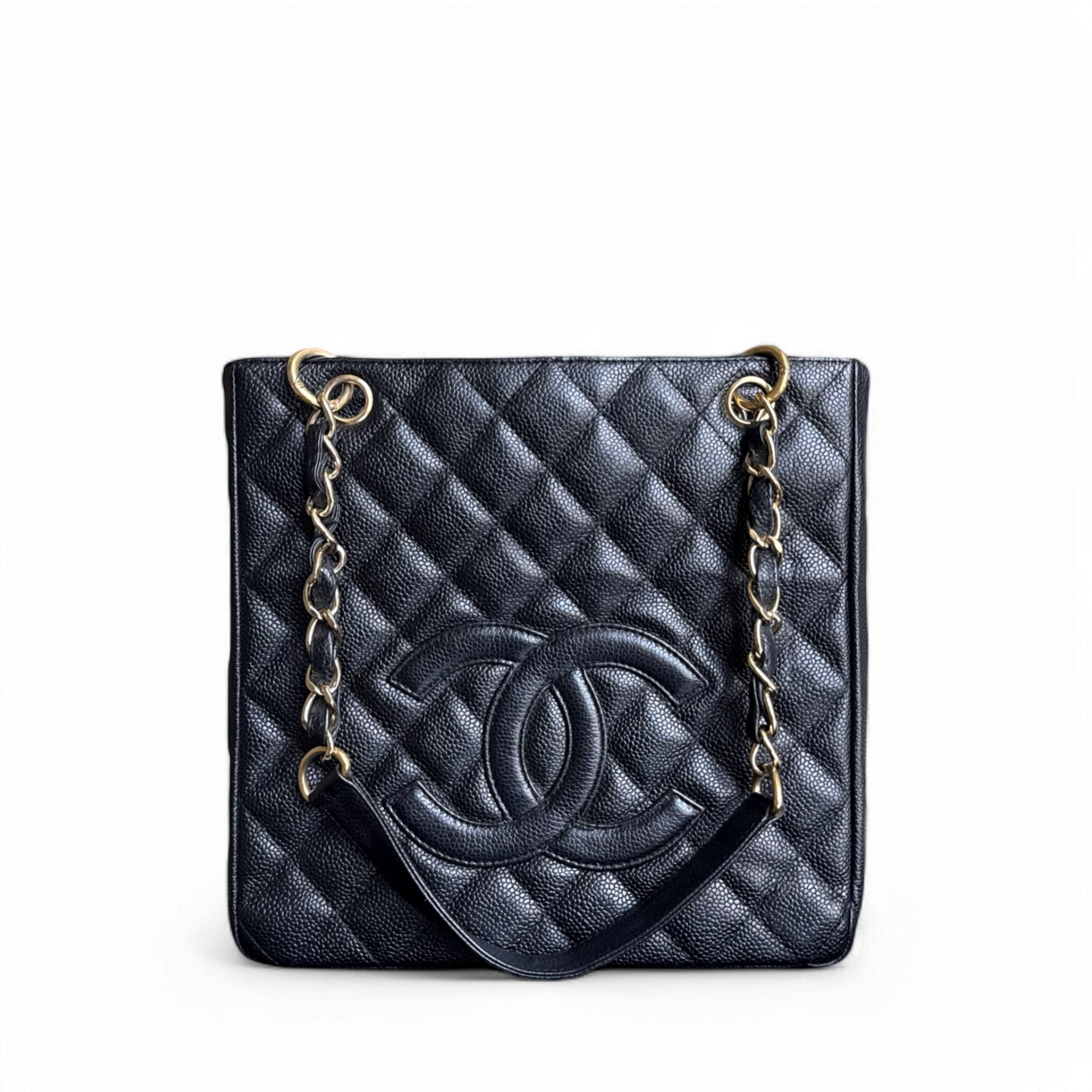 Chanel PST Petite Shopping Tote - Caviar Quilted Black Gold Hardware Series 8