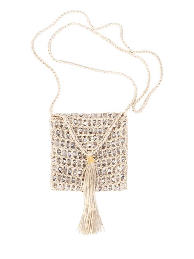 CELINE Crocheted Silk Pearl Mini Bag Offwhite