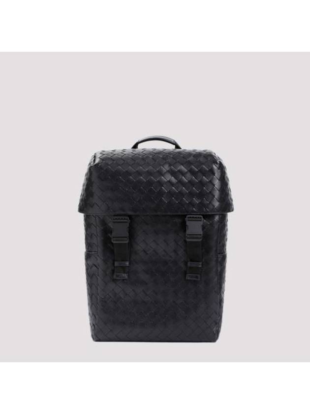 Bottega Veneta Intrecciato Flap Backpack Mat Black