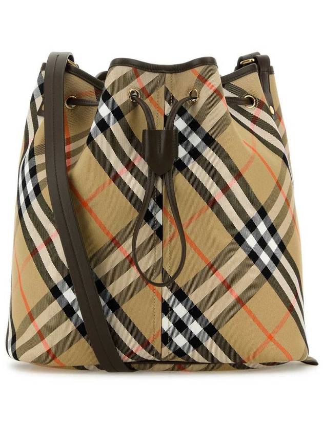 Burberry Check Cotton Bucket Bag Beige