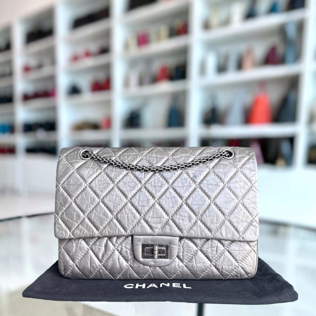 Chanel 2.55 Reissue 227 Large - Quilted Aged Calfskin Silver Ruthenium Silver Hardware Series 14