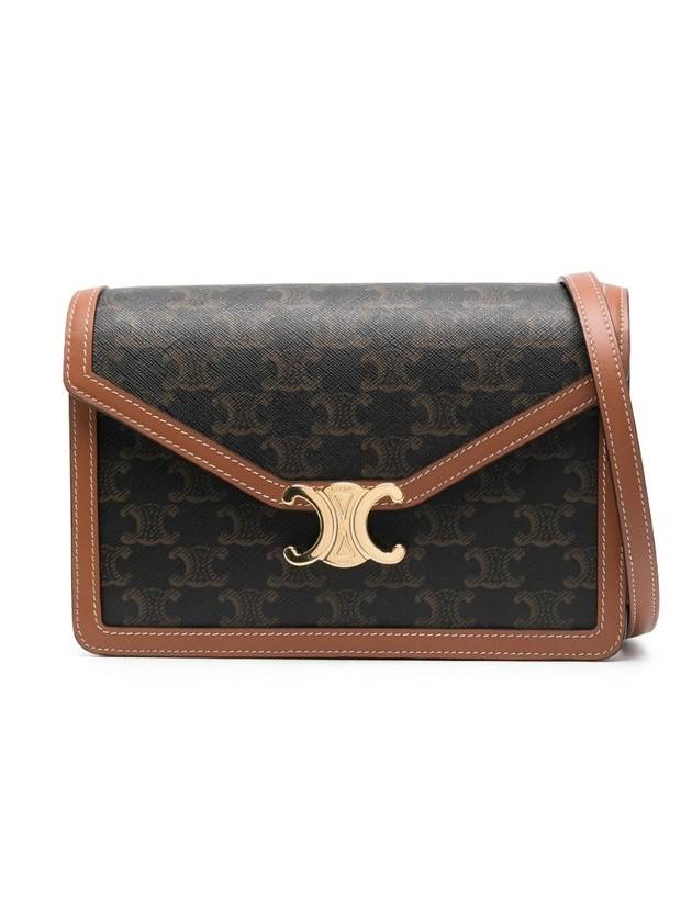 CELINE Triomphe Canvas Calfskin Shoulder Bag Tan