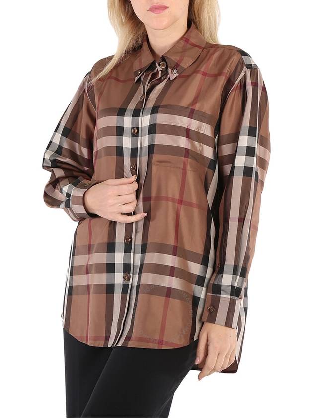 Burberry Burberry Ladies Carlota Silk Twill Printed Shirt In Brown, Brand Size 4 (US Size 2)