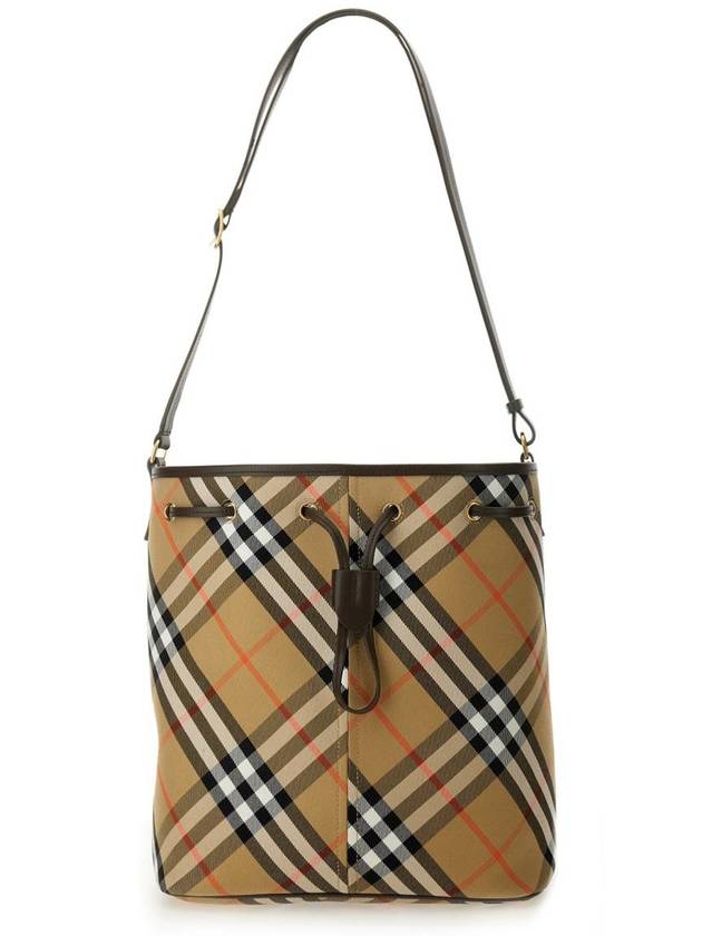 Burberry Check Cotton Bucket Bag Beige