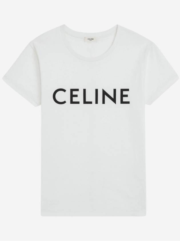 CELINE Logo Print Cotton Short Sleeve T-shirt White
