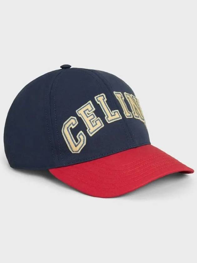 CELINE Cotton College Ball Cap Navy Red