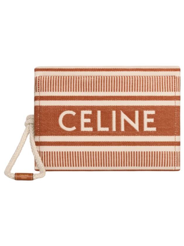 CELINE Striped Textile Thais Pouch Sienna