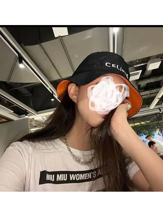 CELINE Logo Quilting Nylon Bucket Hat Khaki