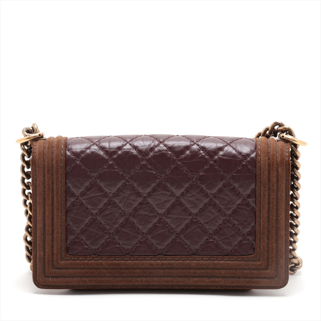 Chanel Boy Chanel Leather X Chain Shoulder Bag Bordeaux X Brown G  18th