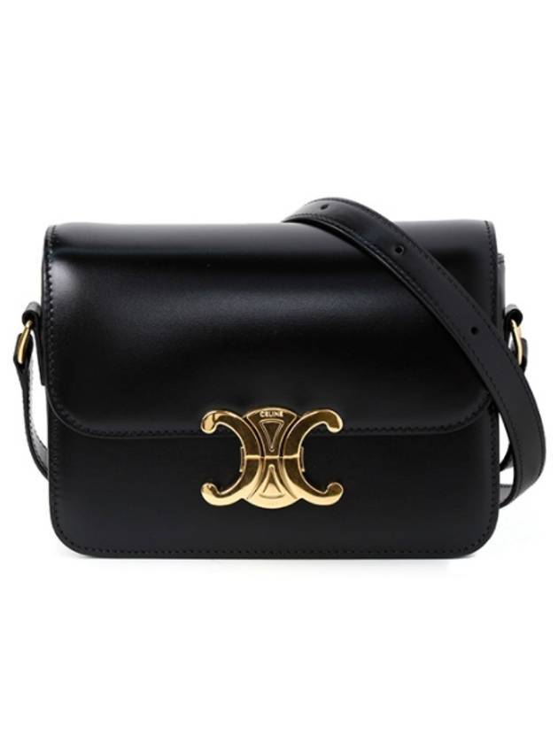 CELINE Teen Triomphe Shiny Calfskin Cross Bag Black