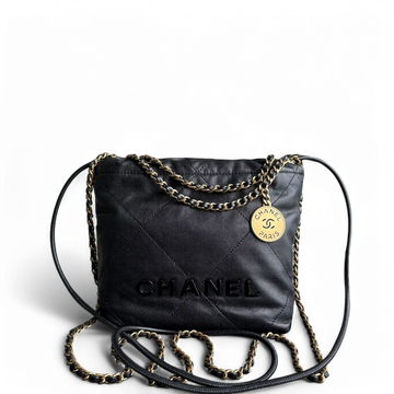 Chanel C22 Mini 22 Bag - Caviar Quilted Calfskin Crossbody Bag Gold Hardware Microchip