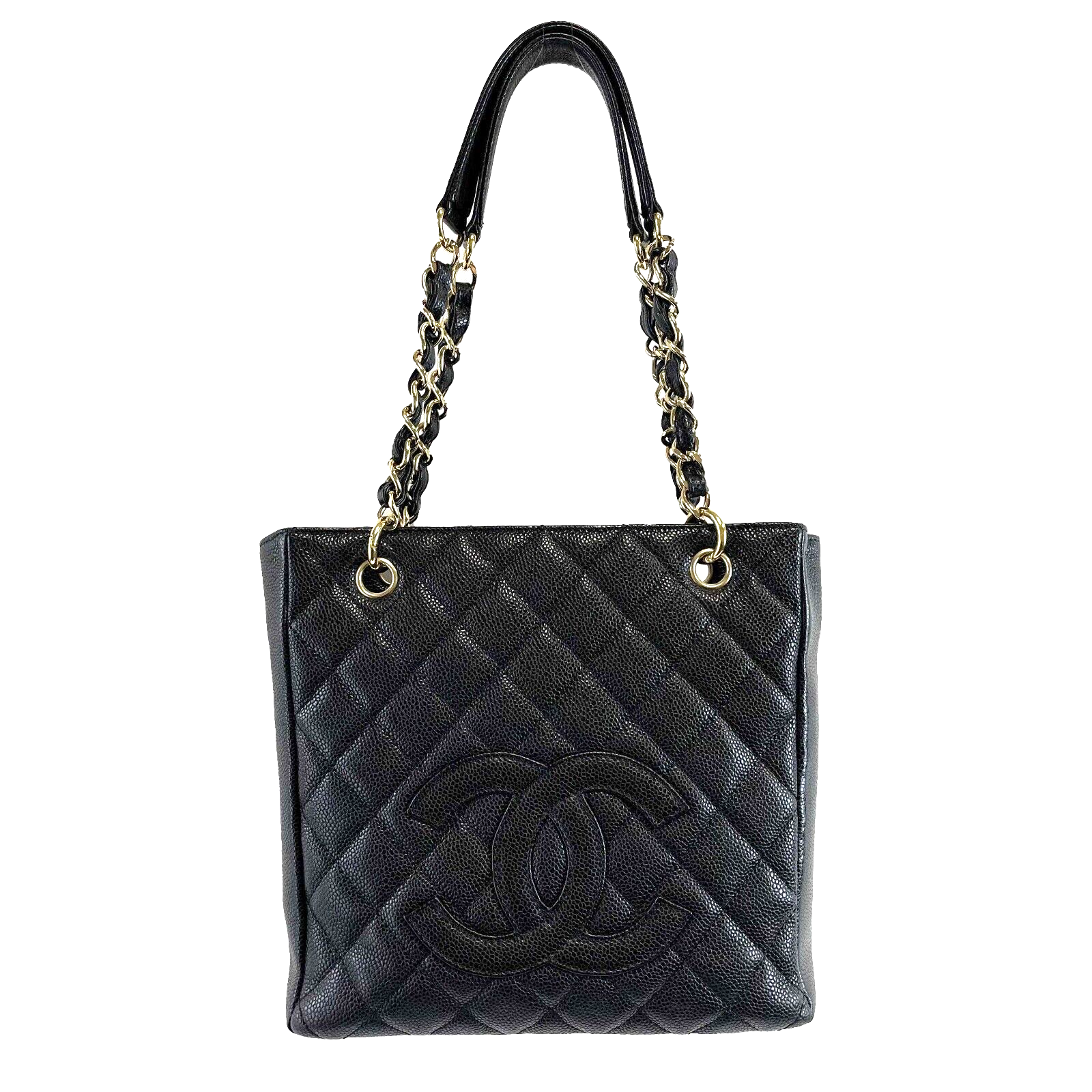 Top Quality Chanel New Petite Shopping Tote Caviar PST 2016 Black Handbag