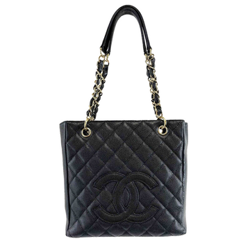 Top Quality Chanel New Petite Shopping Tote Caviar PST 2016 Black Handbag