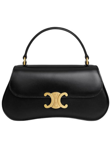 CELINE Teen Lola Triomphe Shiny Calfskin Tote Bag Black