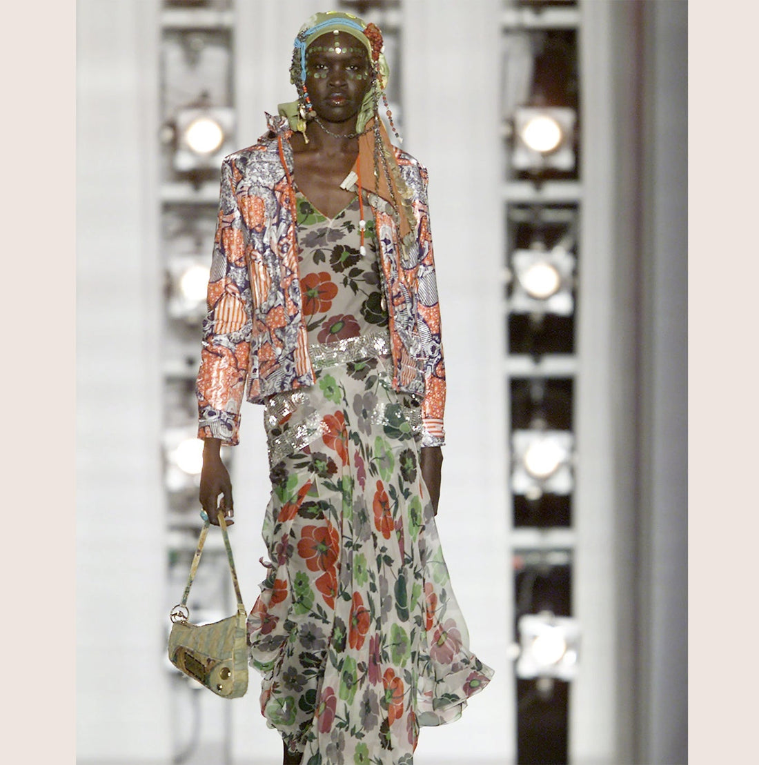 CHRISTIAN DIOR FALL 2001 FLORAL PRINT TUBE TOP