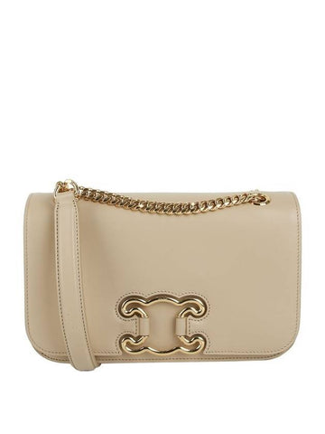 CELINE Triomphe Frame Calfskin Medium Shoulder Bag Nude