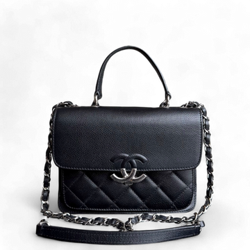 Chanel Small CC Box Flap - Quilted Calfskin Black Silver Hardware Series 24