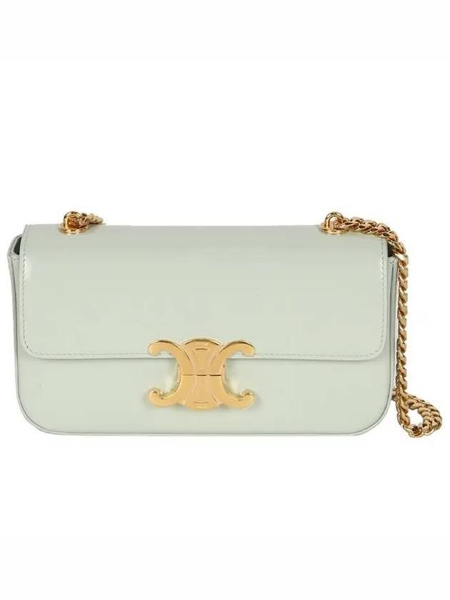 CELINE Triomphe Shiny Calfskin Chain Shoulder Bag Jade