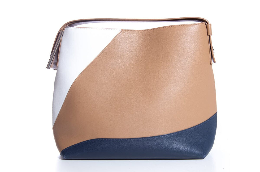 Perrin Brown & Blue Leather Shoulder Bag