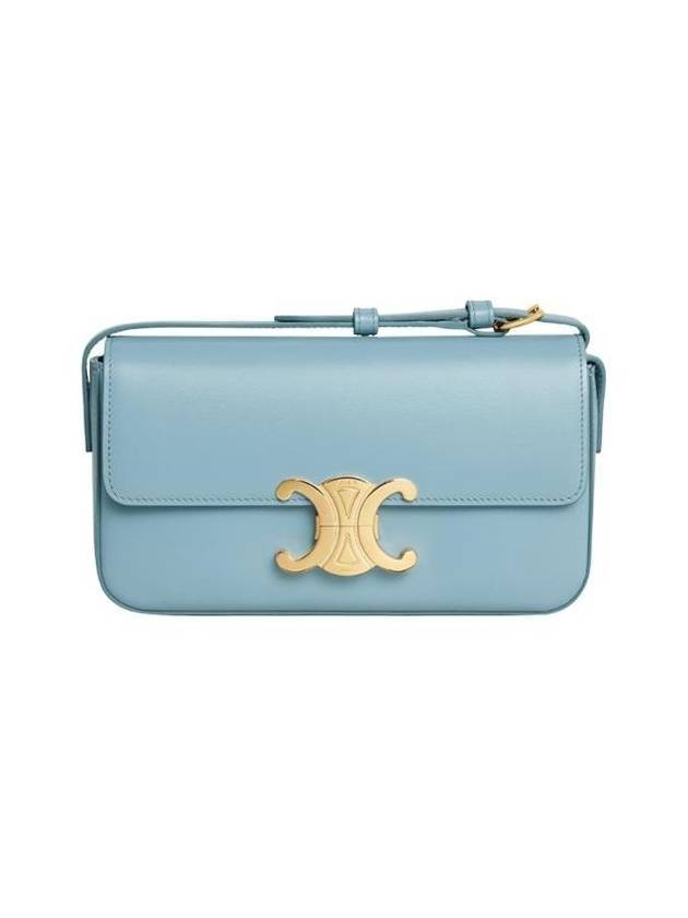 CELINE Claude Shiny Calfskin Shoulder Bag Blue