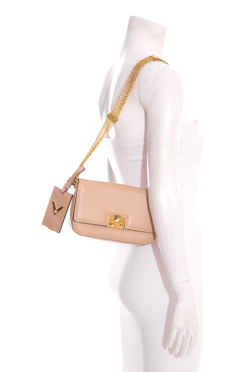 Valentino Garavani Vitello Multi Chain Beige Shoulder Bag