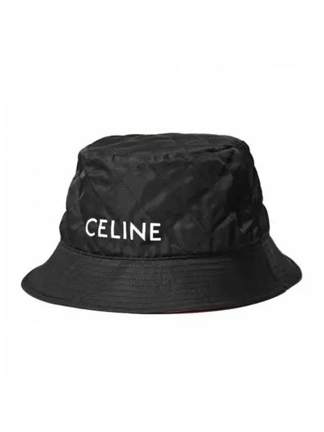 CELINE Logo Quilted Nylon Twill Bucket Hat Black