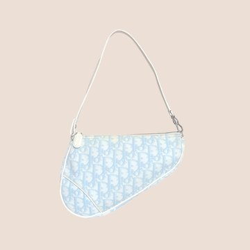 CHRISTIAN DIOR BABY BLUE OBLIQUE CANVAS SADDLE BAG