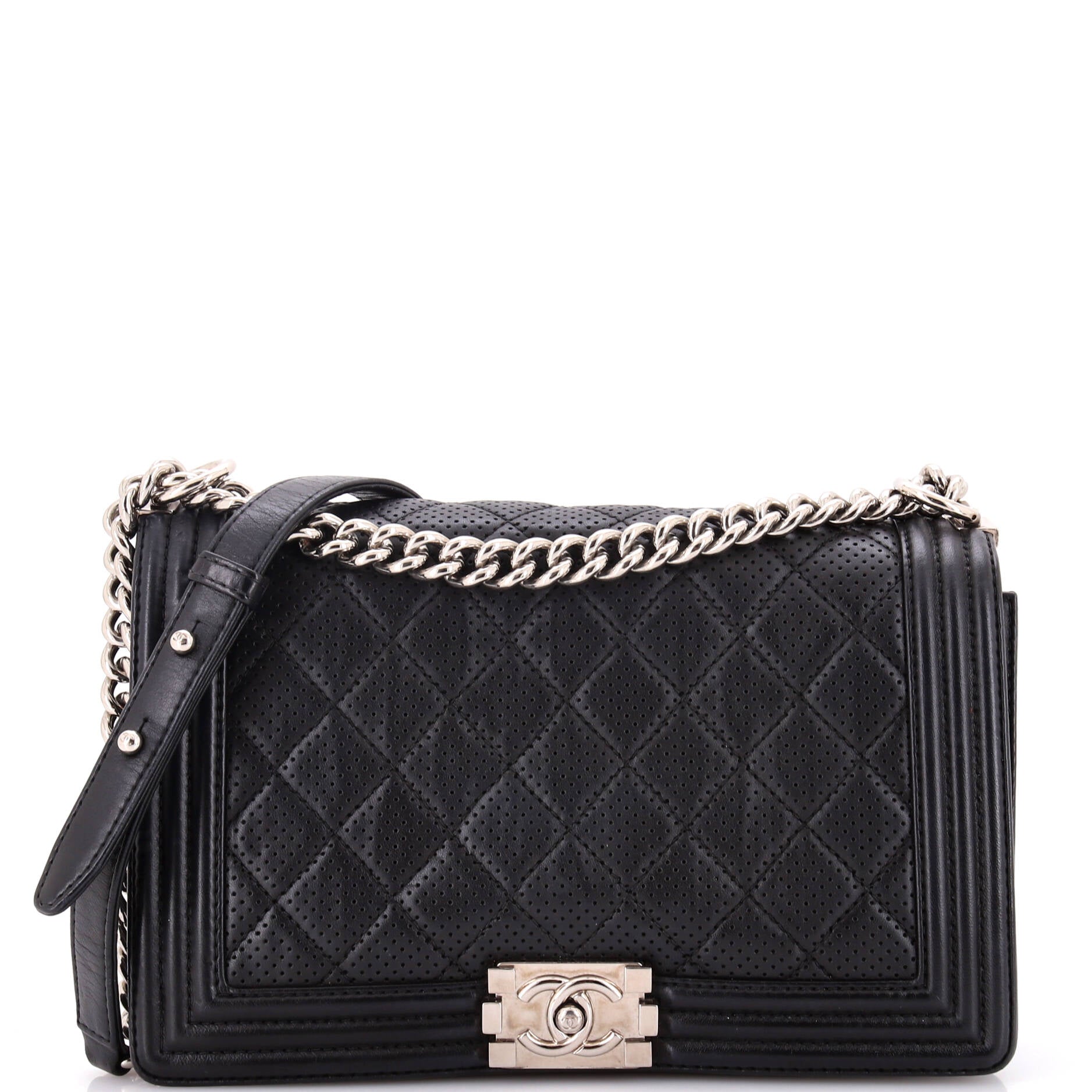 CHANEL Boy Flap Bag Quilted Perforated Lambskin New Medium