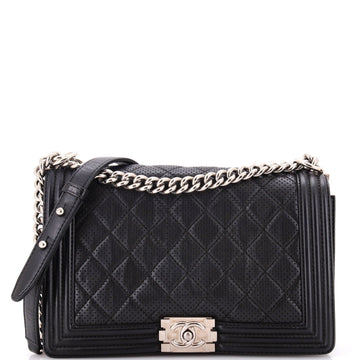 CHANEL Boy Flap Bag Quilted Perforated Lambskin New Medium