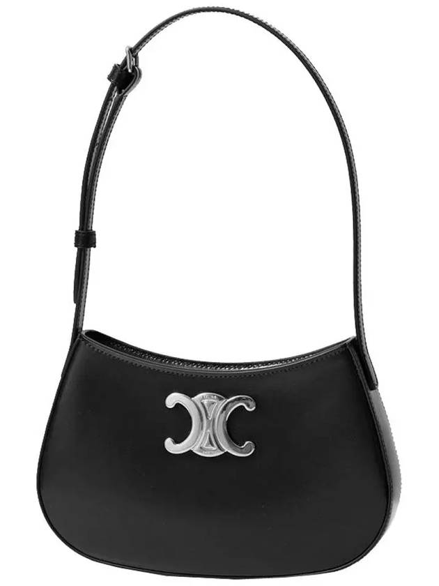 CELINE Tilly Medium Shiny Calfskin Shoulder Bag Silver Black