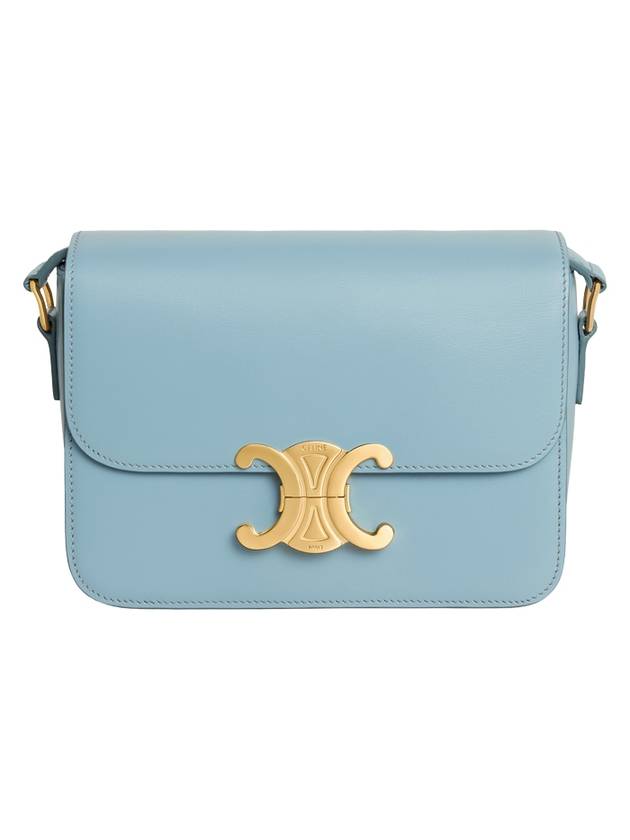 CELINE Teen Triomphe Shiny Calfskin Cross Bag California Blue