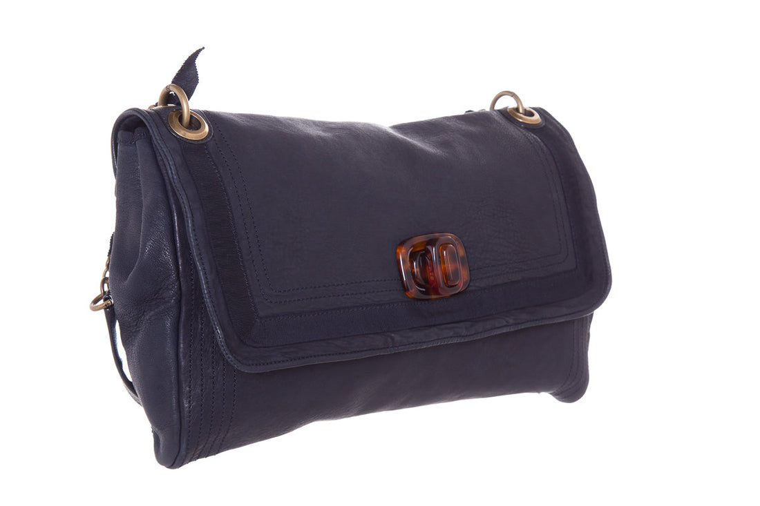 Lanvin Navy Leather Shoulder Bag