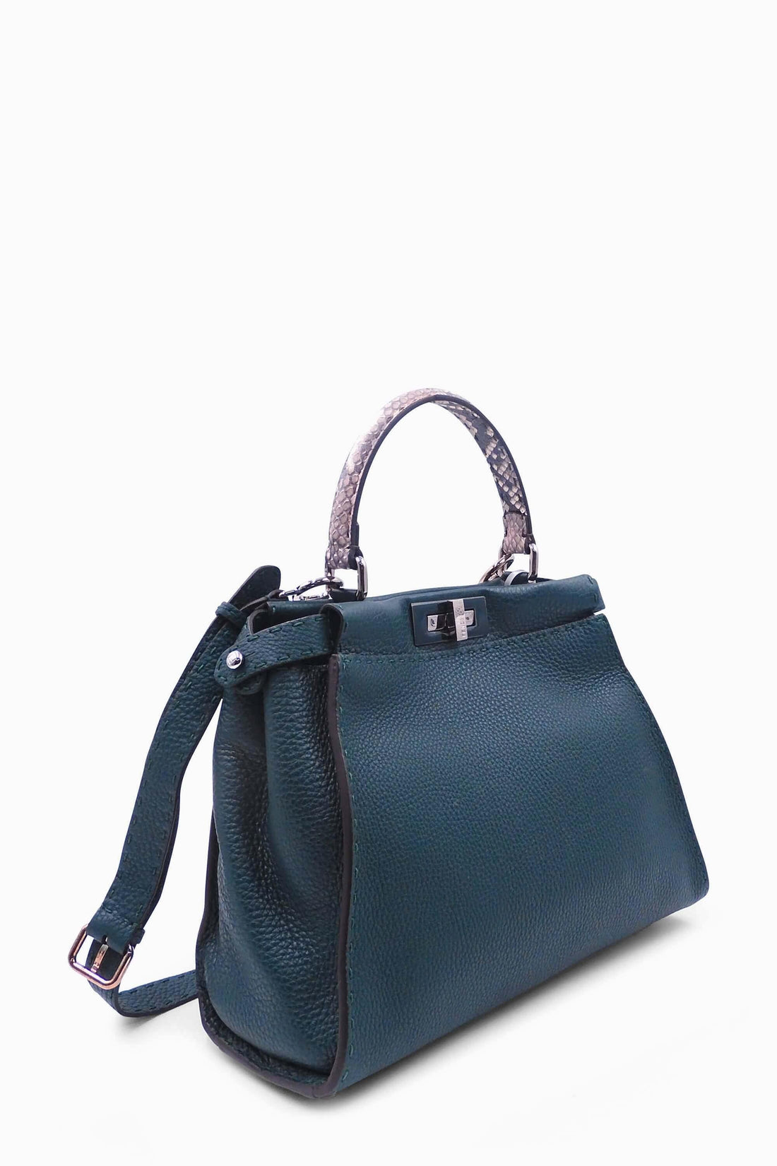 Regular Selleria Peekaboo Python Handle Bag Dark Teal