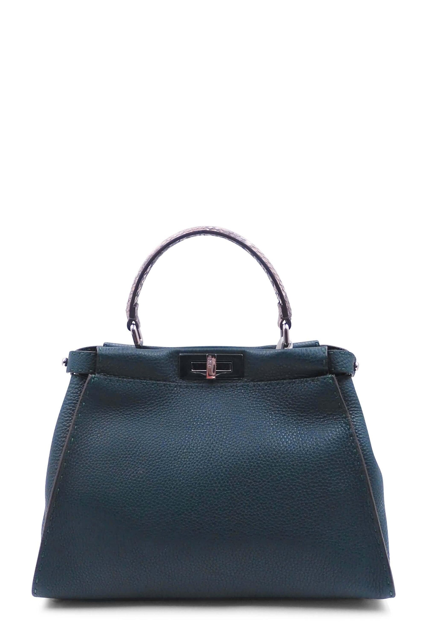 Regular Selleria Peekaboo Python Handle Bag Dark Teal