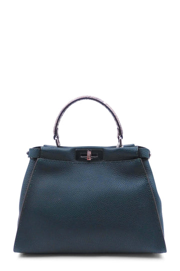 Regular Selleria Peekaboo Python Handle Bag Dark Teal