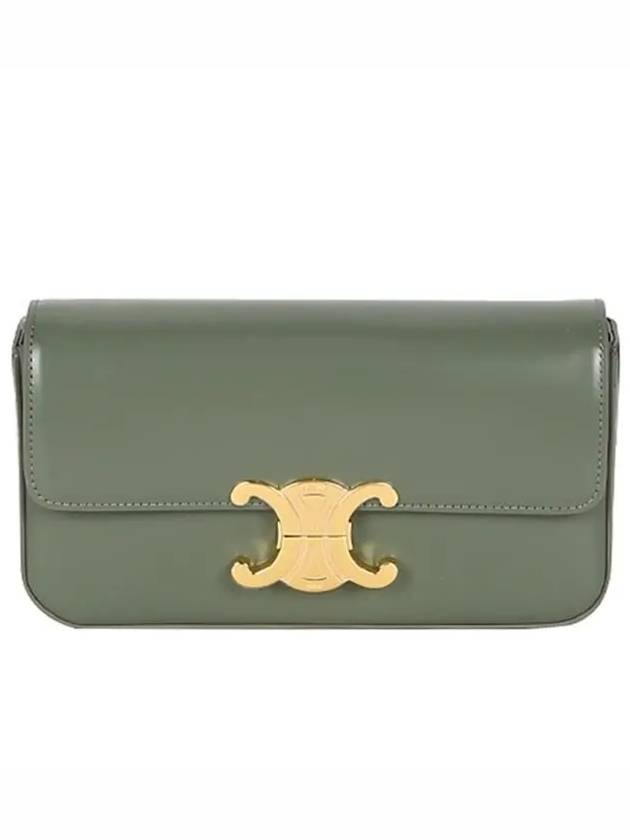 CELINE Claude Shiny Calfskin Shoulder Bag Laurel