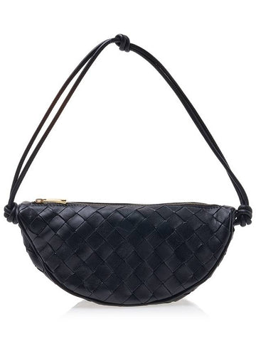 Bottega Veneta Intrecciato Strap Pouch Tote Bag Black