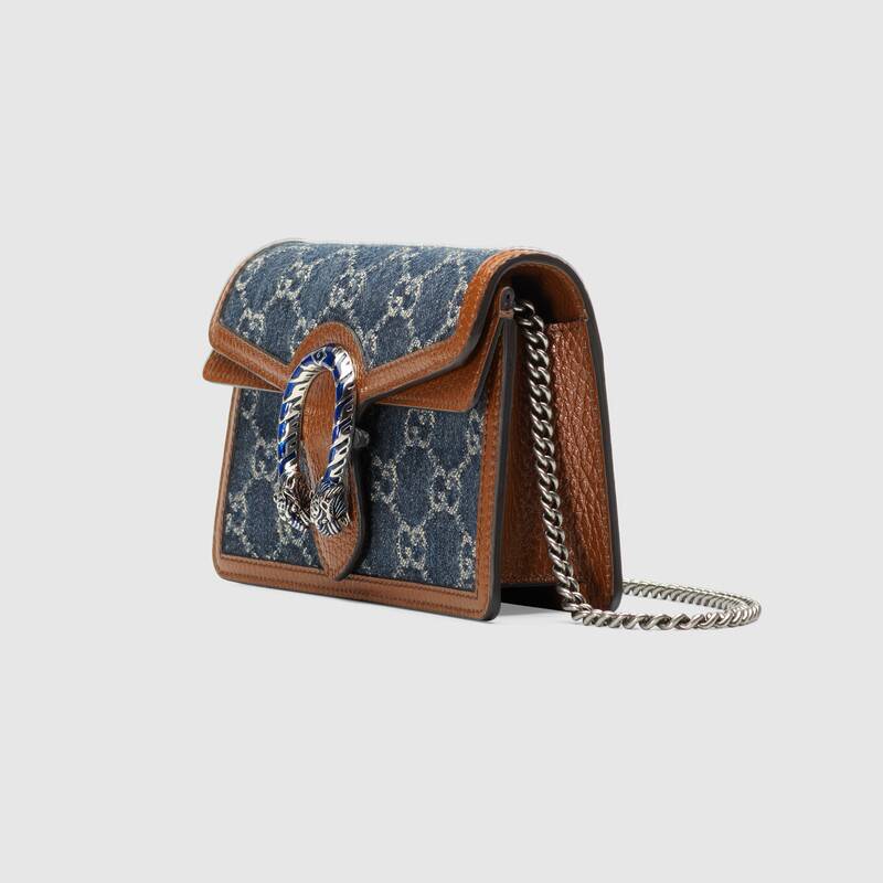 Gucci Dionysus Super Mini Denim Crossbody Bag Dark Blue