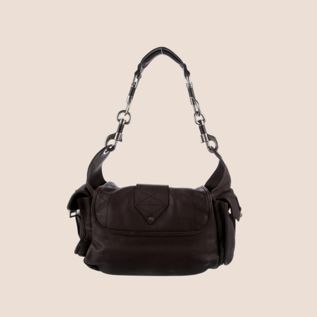 CHRISTIAN DIOR 2006 BLACK LEATHER REBELLE BAG